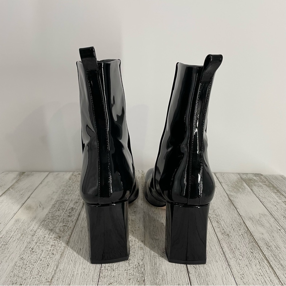 Good American Square Toe Patent Leather Ankle Boot Black - Picture 5 of 9